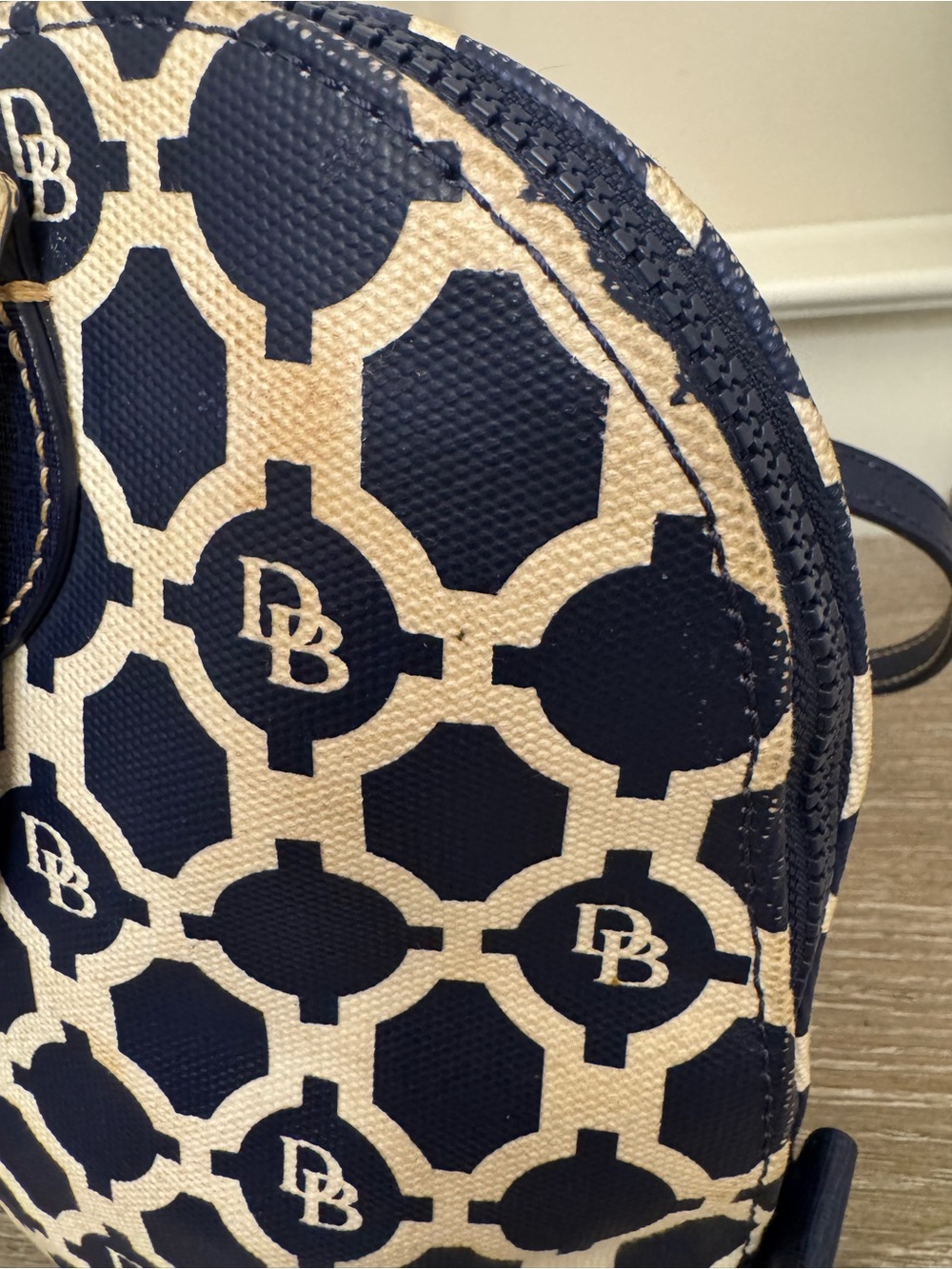 Dooney & Bourke Navy and white Patterned Satchel - Picture 15 of 16